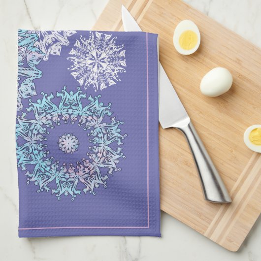 Violet Snowflakes Kitchen Towels Theedoek (Quarter Fold)