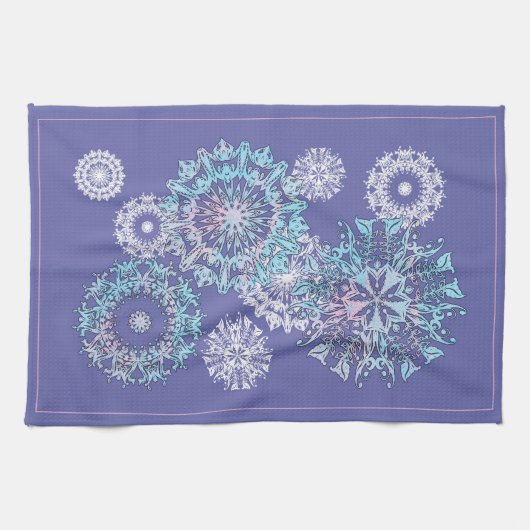 Violet Snowflakes Kitchen Towels Theedoek (Horizontaal)