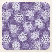 Violet Snowflakes Patroon Kartonnen Onderzetters (Voorkant)