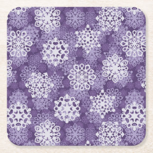 Violet Snowflakes Patroon Kartonnen Onderzetters