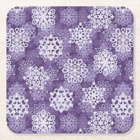 Violet Snowflakes Patroon Kartonnen Onderzetters (Voorkant)