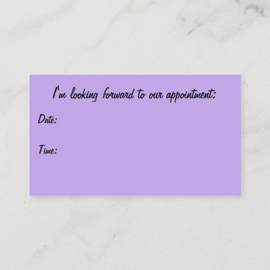 Violet Spiral Border over White Afsprakenkaartje (Achterkant)