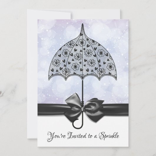 Violet Sprinkle Baby shower Black Lace Umbrella Kaart (Voorkant)
