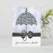 Violet Sprinkle Baby shower Black Lace Umbrella Kaart (Staand voorkant)