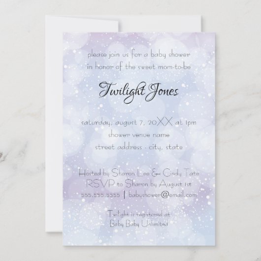 Violet Sprinkle Baby shower Black Lace Umbrella Kaart (Achterkant)