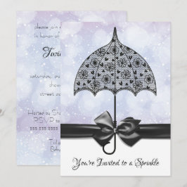 Violet Sprinkle Baby shower Black Lace Umbrella Kaart