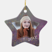 Violet Star Galaxy Afstuderen foto-sjabloon Keramisch Ornament (Voorkant)