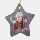 Violet Star Galaxy Afstuderen foto-sjabloon Keramisch Ornament (Links)
