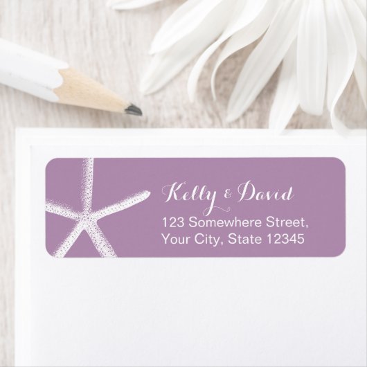 Violet Starfish Beach Weduwadres Etiket (Insitu)