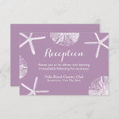 Violet Starfish & Sand Dollar Huwelijksreceptie Informatiekaartje (Voorkant / Achterkant)