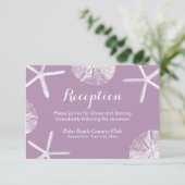 Violet Starfish & Sand Dollar Huwelijksreceptie Informatiekaartje (Staand voorkant)