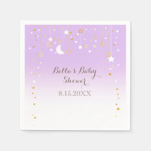 Violet Stars Moon Baby shower Servet (Voorkant)