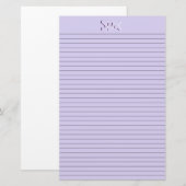 Violet Stationery Paper Monogram optionele lijnen Briefpapier (Voorkant / Achterkant)