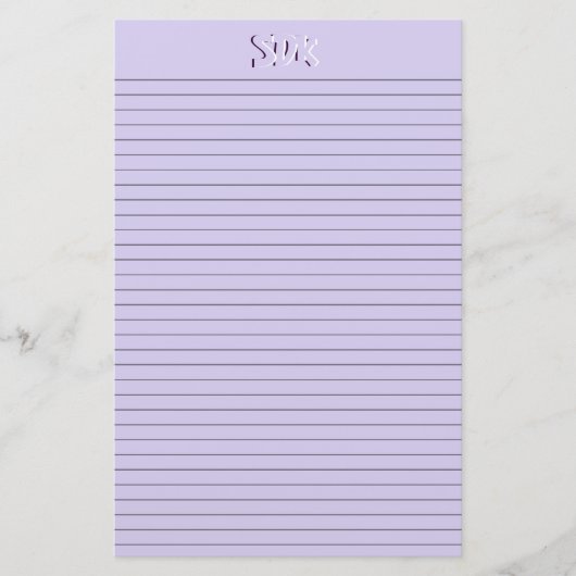 Violet Stationery Paper Monogram optionele lijnen Briefpapier (Voorkant)