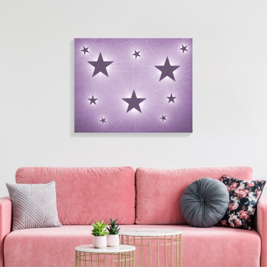 Violet sterren in Night Sky Canvas Print (Insitu (Woonkamer))