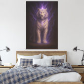 Violet Storm Aura White Tiger – Electric Divine Be Canvas Afdruk (Insitu (Slaapkamer))