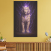 Violet Storm Aura White Tiger – Electric Divine Be Canvas Afdruk (Insitu (Woonkamer))