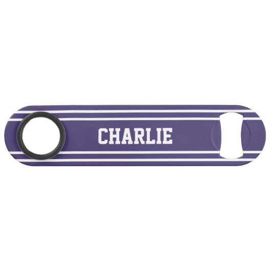 Violet Stripes aangepast monogram flesopener Speed Flessenopener (Voorkant (Horizontaal))