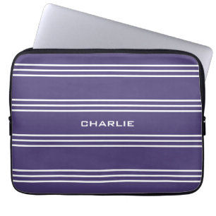 Violet Stripes aangepaste monogram laptophoezen Laptop Sleeve