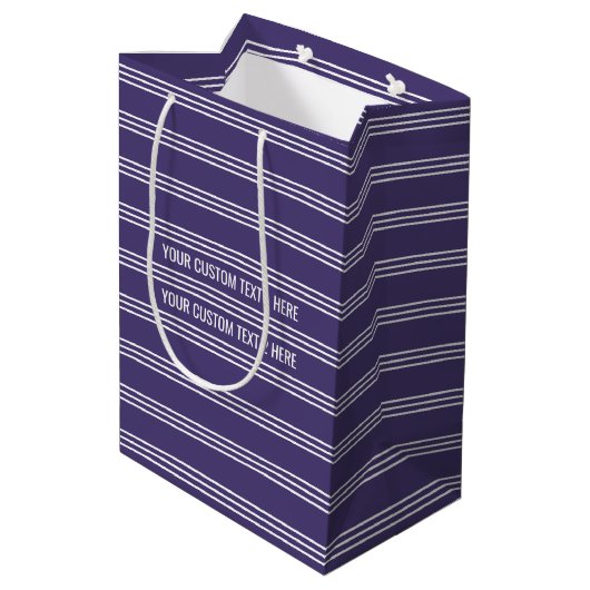 Violet Stripes aangepaste tekstcadeautassen Medium Cadeauzakje (Achterkant Gekanteld)