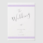 Violet Stripes Bruid en Bruidegom Vellum Uitnodigingen (Voorkant)