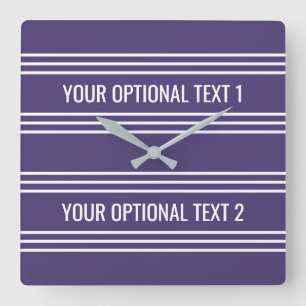 Violet Stripes custom wall clock Vierkante Klok
