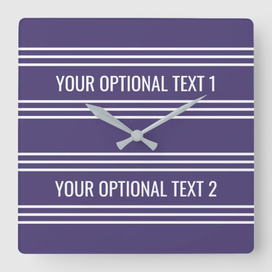 Violet Stripes custom wall clock Vierkante Klok (Voorkant)