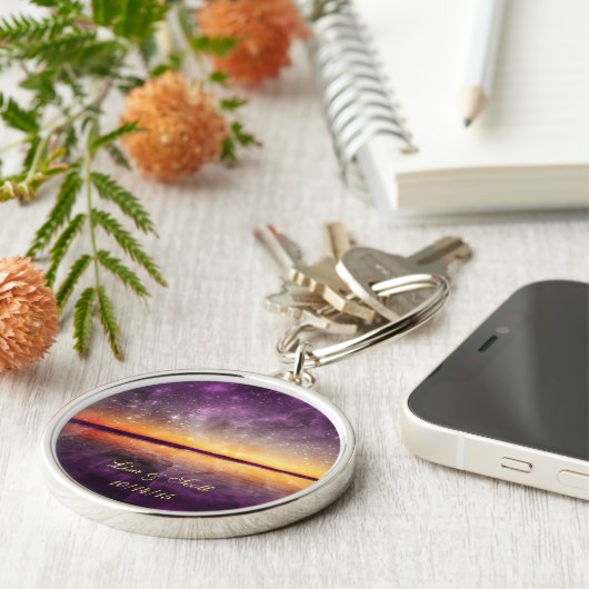 Violet Sunset en Stars  Sleutelhanger (Zijkant)