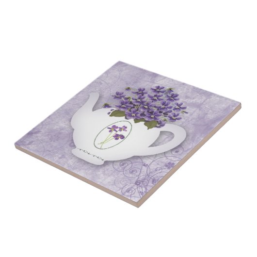 Violet Teapot Tile Tegeltje (Zijkant)