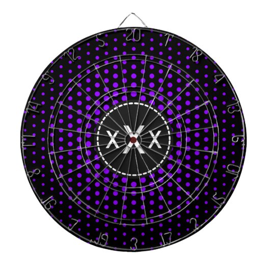 Violet Techno Stippen Modern Monogram Dartbord (Voorkant)