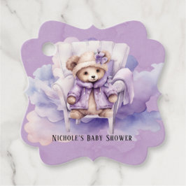 Violet Teddy Bear Wolken Sterren Meisje Baby showe Bedankjes Labels