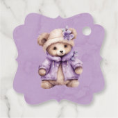 Violet Teddy Bear Wolken Sterren Meisje Baby showe Bedankjes Labels (Achterkant)