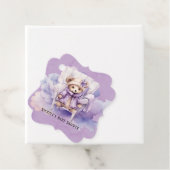 Violet Teddy Bear Wolken Sterren Meisje Baby showe Bedankjes Labels (In situ)