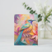 Violet Throated Songbird Fantasy Bird Briefkaart (Staand voorkant)