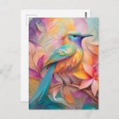 Violet Throated Songbird Fantasy Bird Briefkaart (Voorkant / Achterkant)