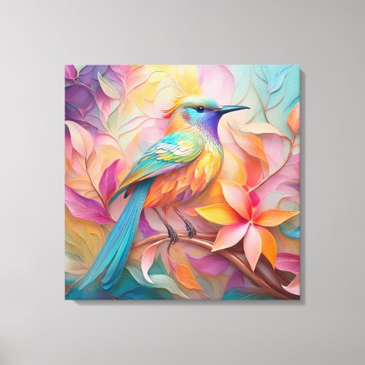Violet Throated Songbird Fantasy Bird Canvas Afdruk (Voorkant)