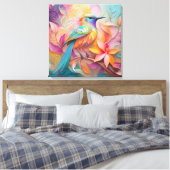 Violet Throated Songbird Fantasy Bird Canvas Afdruk (Insitu (Slaapkamer))