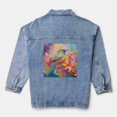Violet Throated Songbird Fantasy Bird Denim Jacket (Achterkant)