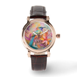 Violet Throated Songbird Fantasy Bird Horloge