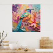 Violet Throated Songbird Fantasy Bird Poster (Keuken)