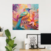 Violet Throated Songbird Fantasy Bird Poster (Thuiskantoor)