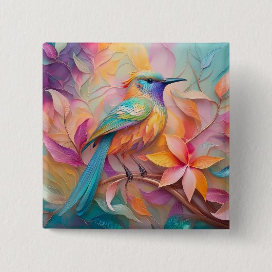 Violet Throated Songbird Fantasy Bird Vierkante Button 5,1 Cm (Voorkant)