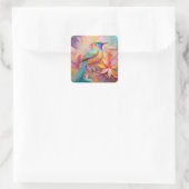 Violet Throated Songbird Fantasy Bird Vierkante Sticker (Tas)