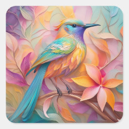 Violet Throated Songbird Fantasy Bird Vierkante Sticker
