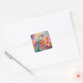 Violet Throated Songbird Fantasy Bird Vierkante Sticker (Envelop)