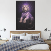 Violet Thunder Throne White Tiger – Sovereign Aura Canvas Afdruk (Insitu (Slaapkamer))
