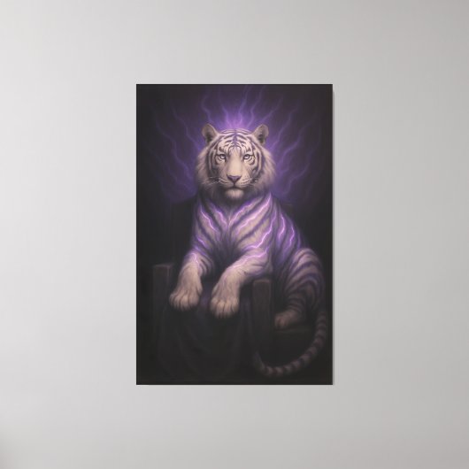Violet Thunder Throne White Tiger – Sovereign Aura Canvas Afdruk (Voorkant)