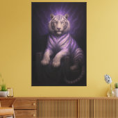 Violet Thunder Throne White Tiger – Sovereign Aura Canvas Afdruk (Insitu (Woonkamer))