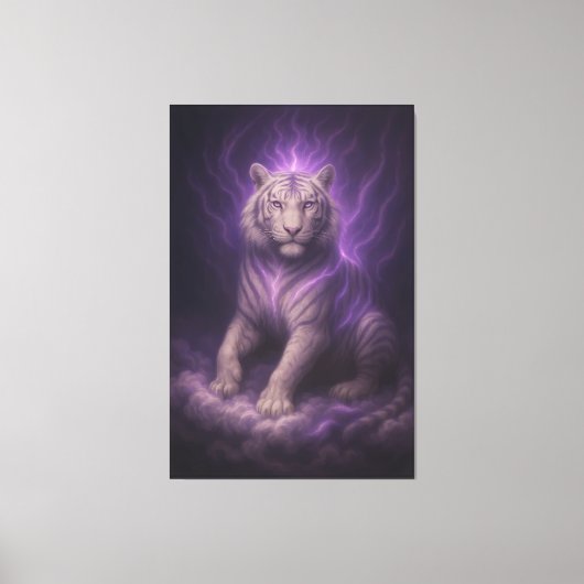 Violet Thundercloud White Tiger – Mystic Aura Guar Canvas Afdruk (Voorkant)