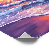 Violet Tide Paarse Sunset Ocean Waves Schilderkuns Poster (Hoek)